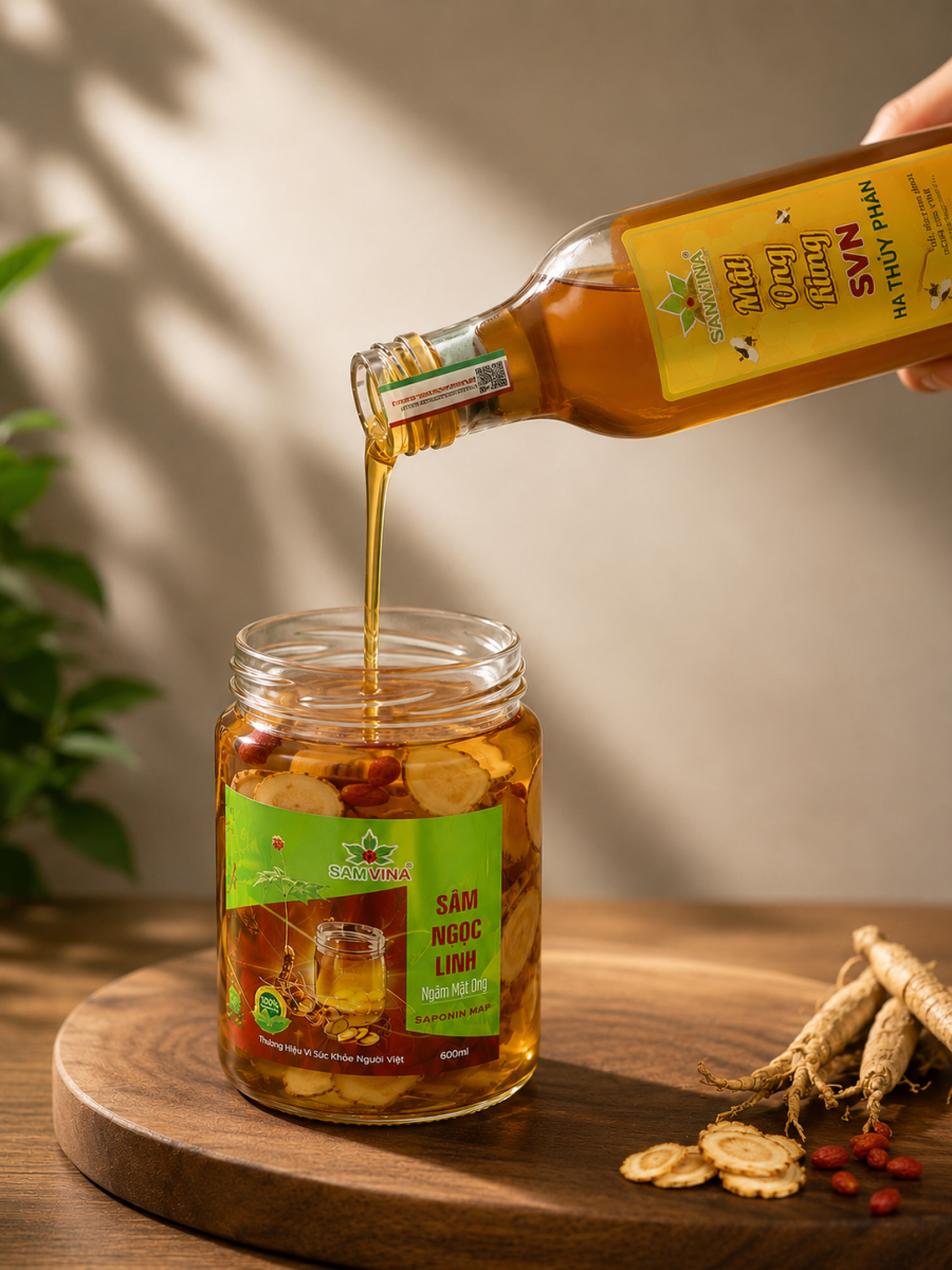 Sâm Ngâm Mật Ong Rừng Sâm Vina. Hình ảnh: Sâm Vina