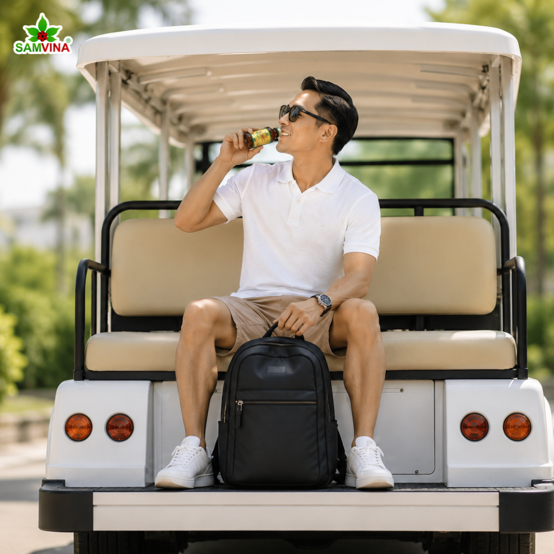 Người du lịch cung cấp năng lượng từ Tinh Chất Sâm Vina